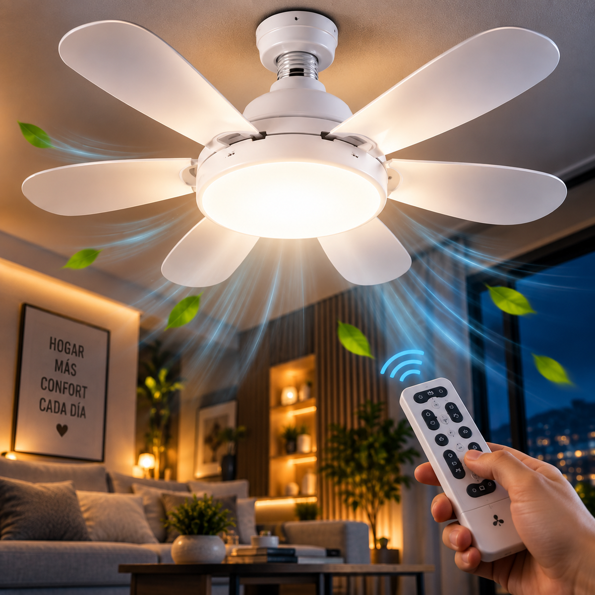 AeroFresh™ 2 en 1— Ventilador de Techo con Luz LED